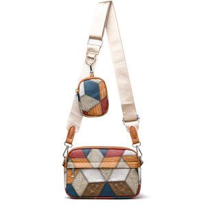 Small Crossbody Bag Handbag With Coin Purse Color-Block Style ^_^
